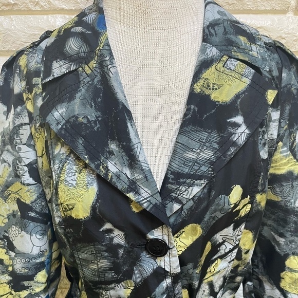 DESIGUAL funky print light belted trench coat jacket wind rain 36 XS/S - Picture 2 of 8